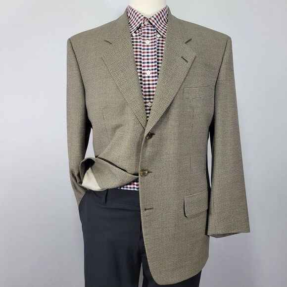 Samuelsohn SB STAR Men's Sport Coat Blazer Three Button Brown Houndstooth‎ 42R